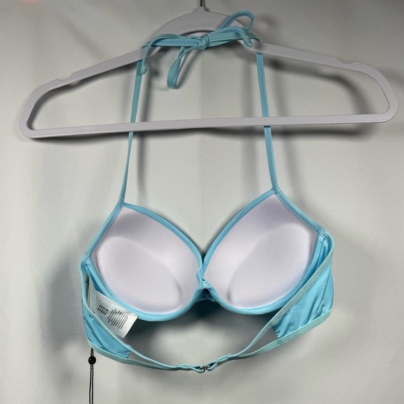 Bikini Lab Solid Push Up Underwire Bikini Top Aqua M - Picture 5 of 7